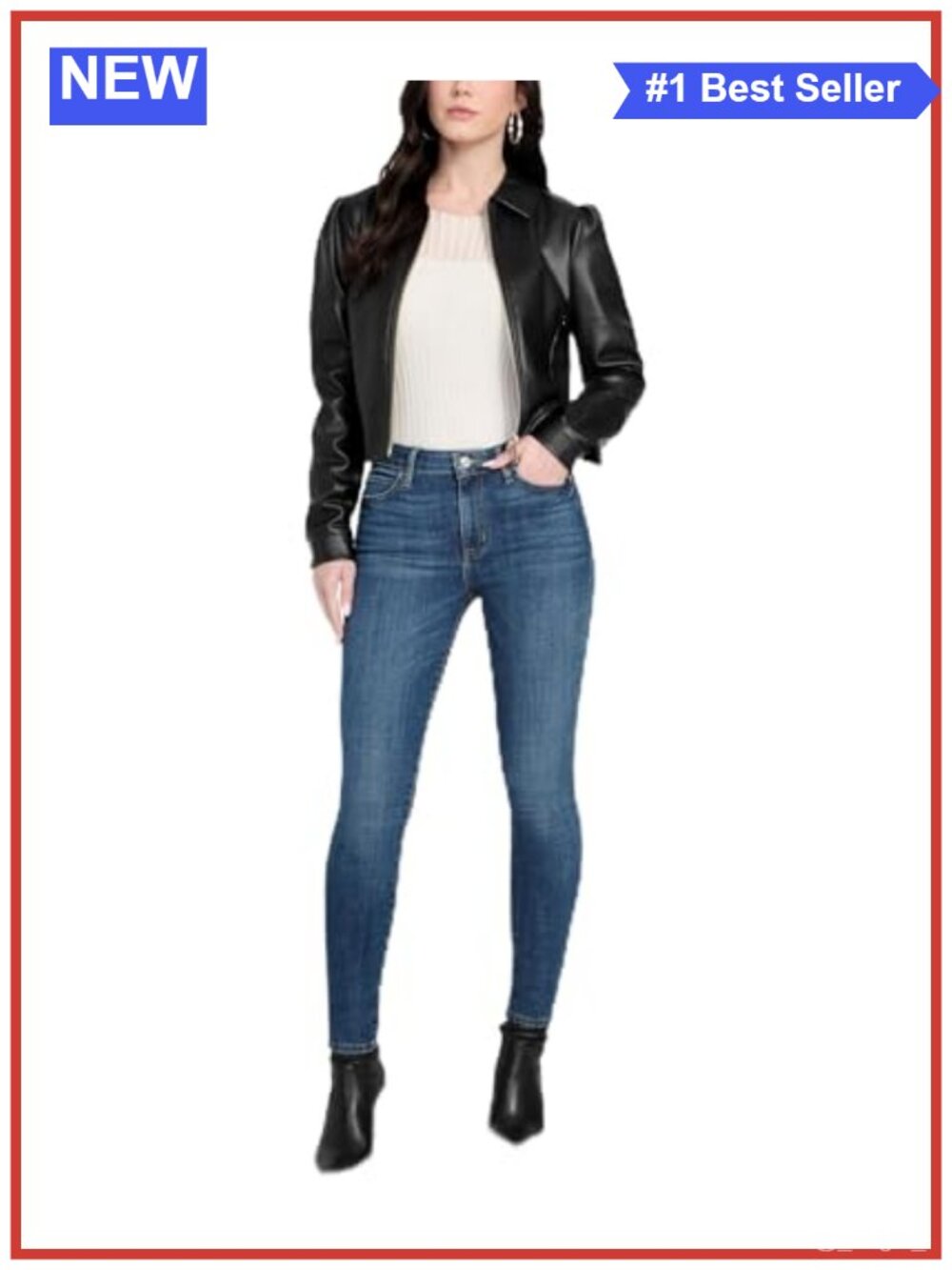 Faux Leather Biker Jacket Cropped Zip Moto Fancy Zip Up
